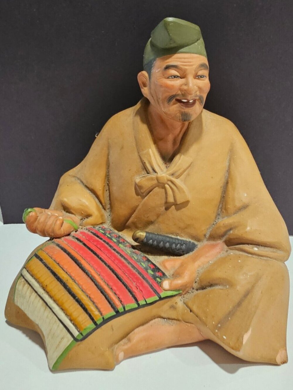 Vintage Hakata Urasaki Washable Clay Doll Samurai Armor Maker Japan 1950s
